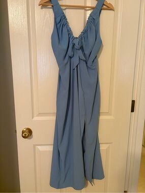 Abercrombie & Fitch Dusty Blue Twist-Front Maxi Dress